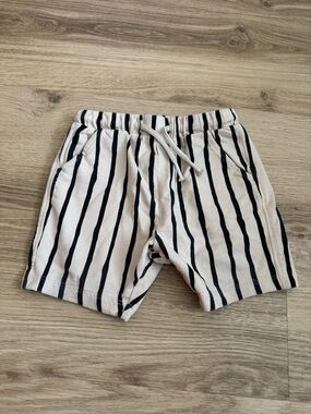 next Black & White Vertical Stripe Drawstring Shorts